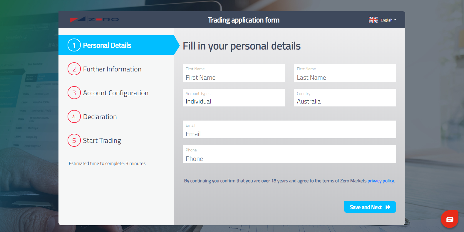 ZERO Markets account opening procedure